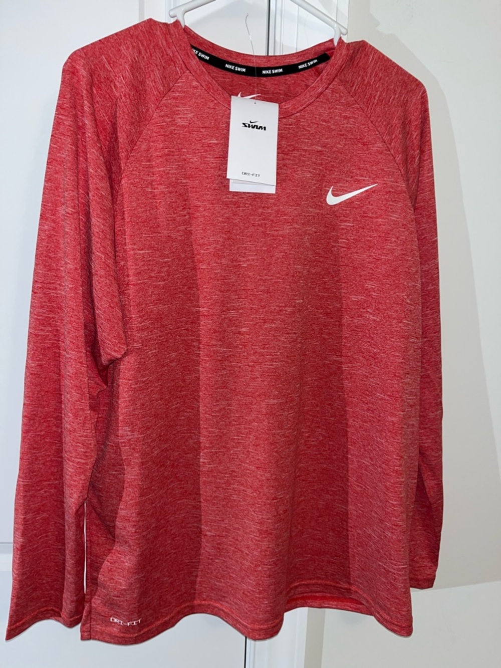 New Red Nike Swim Beach Pool Summer Hydroguard long sleeve men’s T shirt L NWT